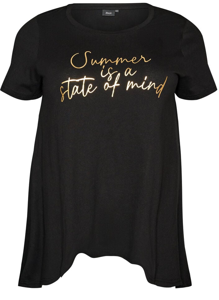 T-shirt med rund hals och A-linjeform, Svart, Packshot image number 0