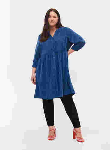 Klänning med 3/4-ärmar och knappar, Estate Blue, Model image number 2