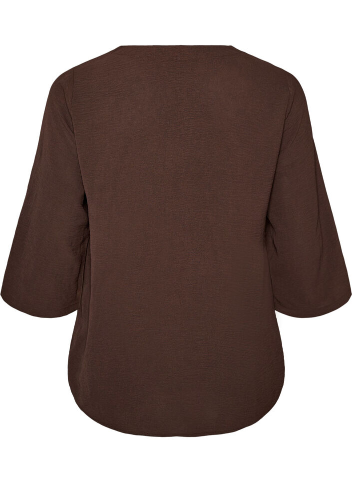 Blus med 3/4-&auml;rm, Brun, Packshot image number 1
