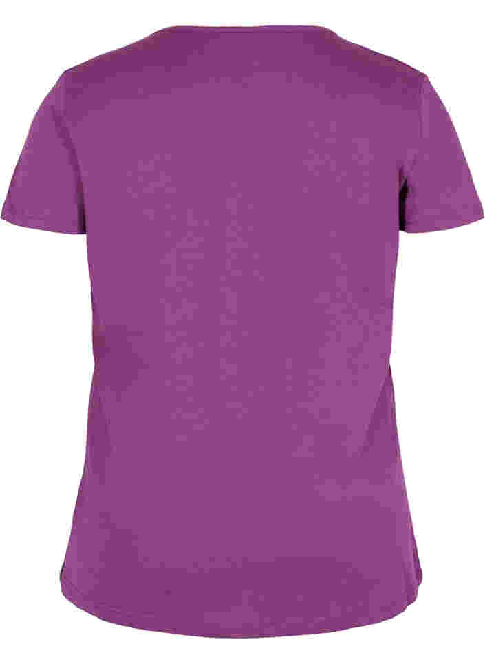 V-ringad t-shirt med meshdetaljer, Gloxinia, Packshot image number 1