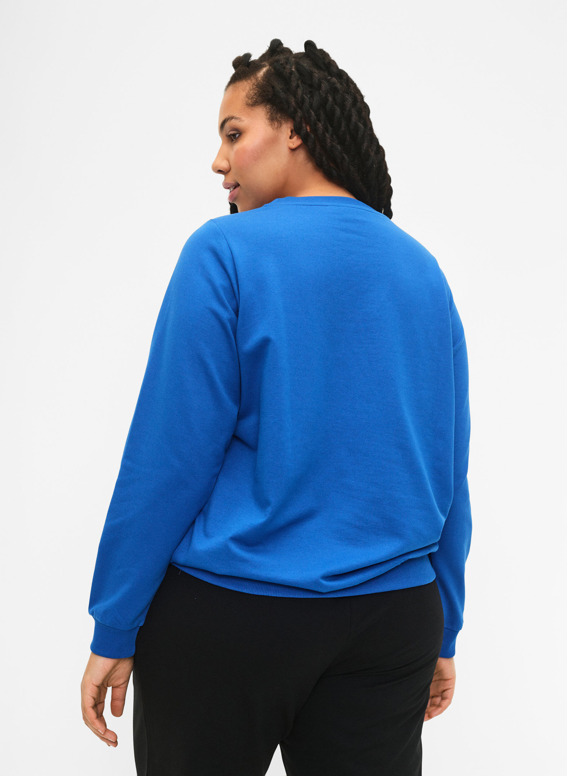 Zizzi Sweatshirt med text, Victoria b. W. Reset, Model image number 1