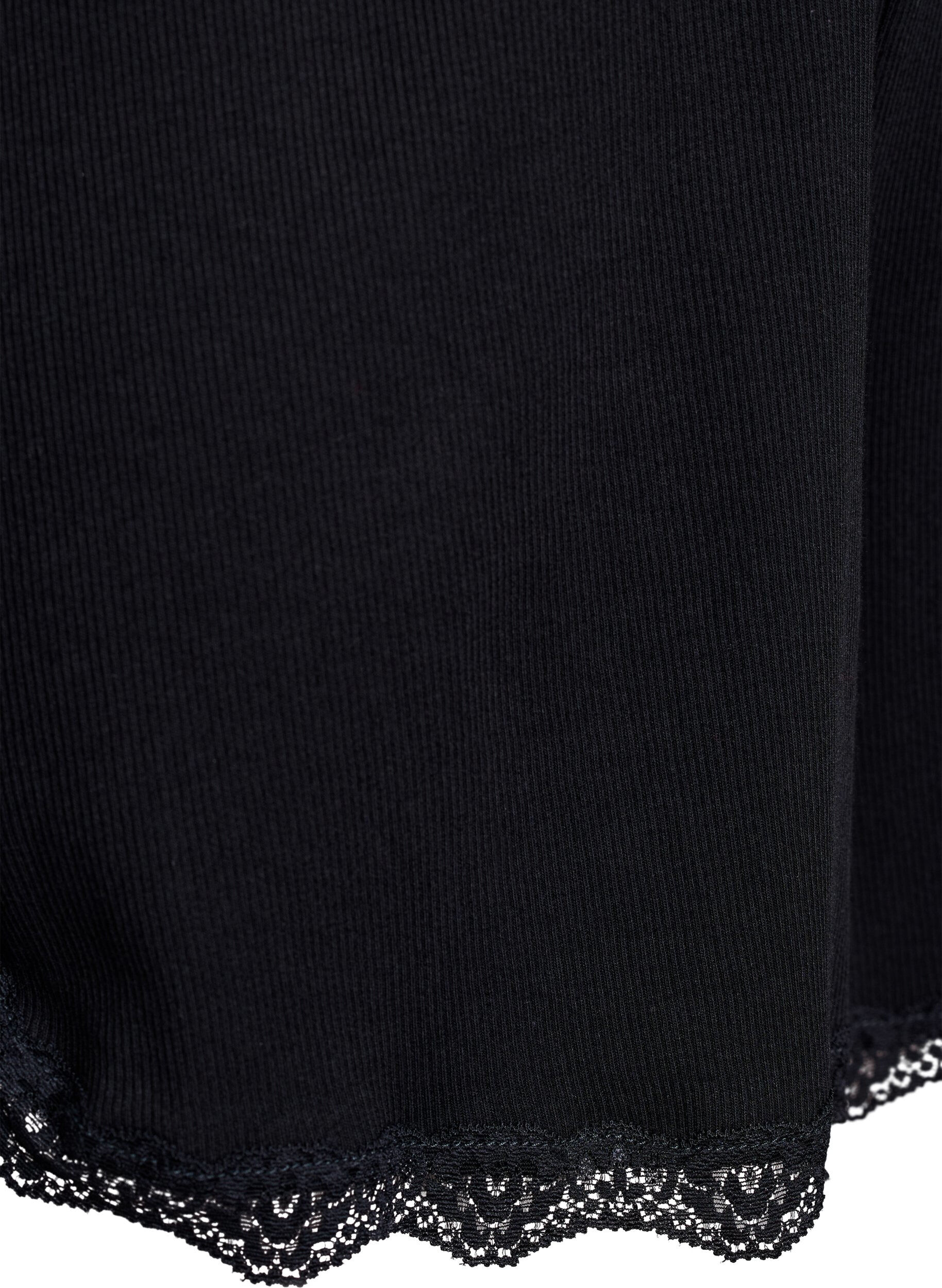 Zizzi L&ouml;sa nattshorts med ribbstickad textur och spetskant, Svart, Packshot image number 3