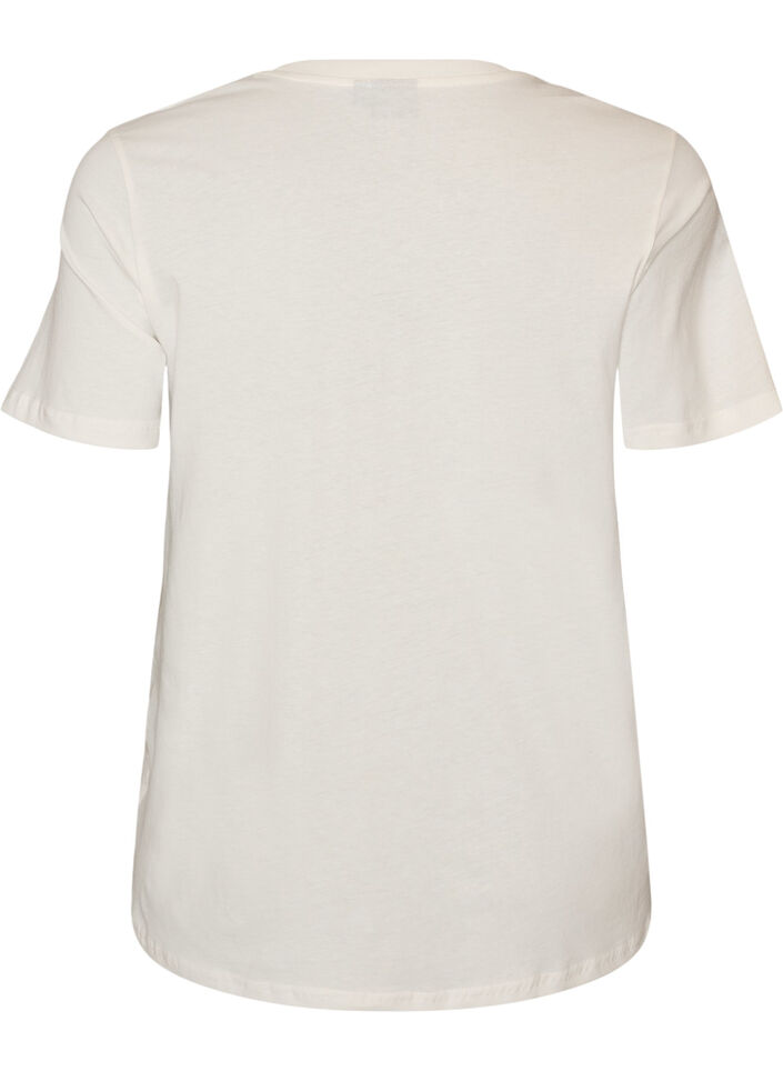 T-shirt i bomull med tryck, Vit, Packshot image number 1