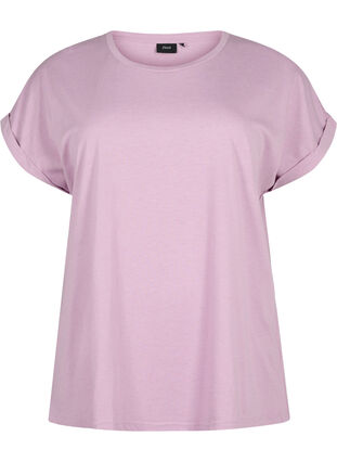 Kortärmad t-shirt i bomullsmix, Lavender Mist, Packshot image number 0