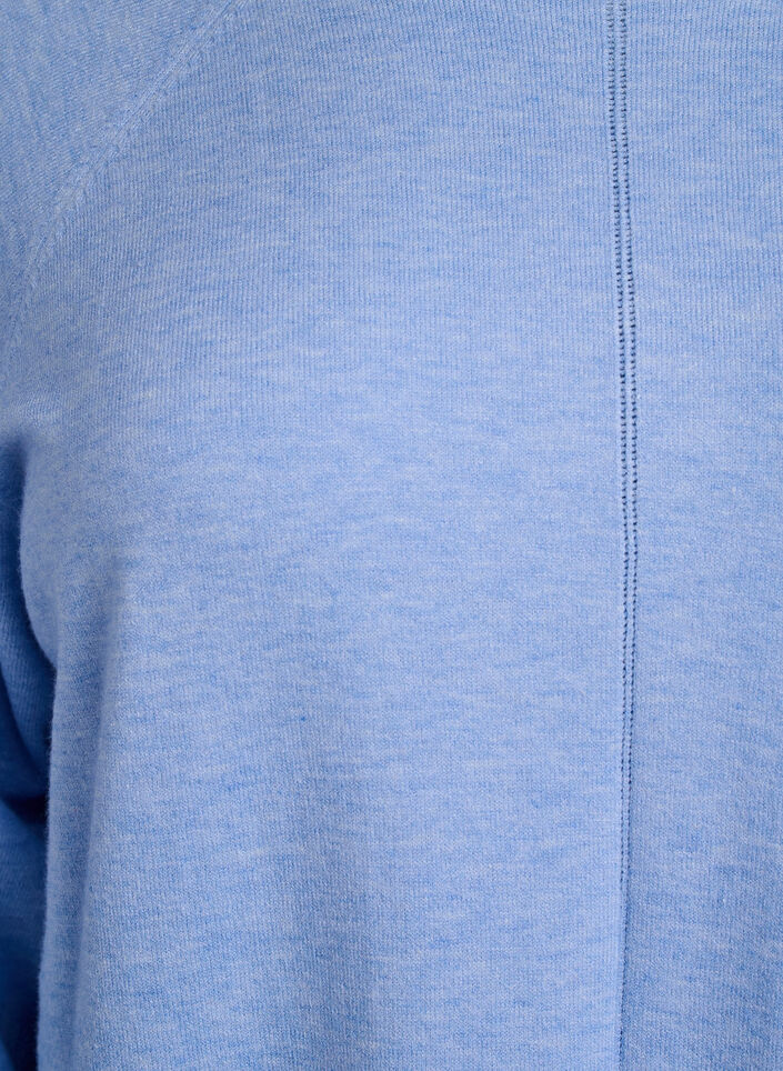 Stickad klänning med rund halsringning och stickat mönster, Della R. Blue Mel., Packshot image number 2