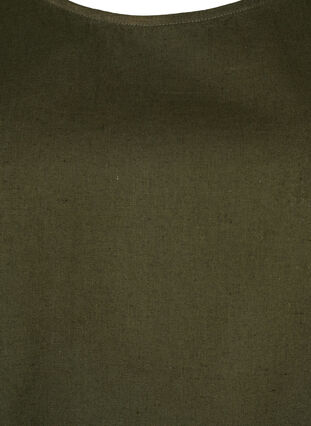 Kortärmad blus i bomullsmix med linne, Forest Night, Packshot image number 2