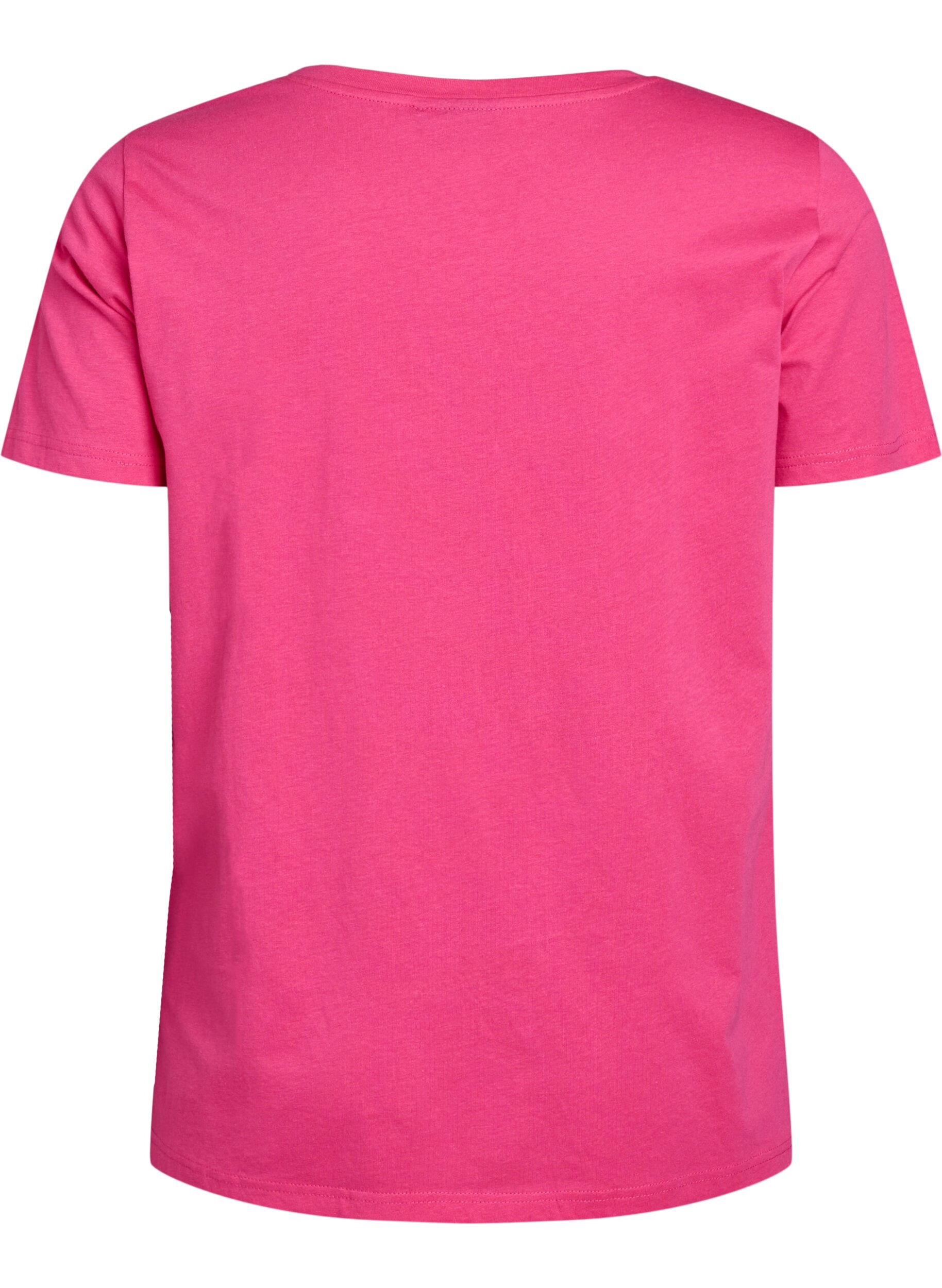 Zizzi T-shirt i bomull med motiv, Raspberry w. Bows, Packshot image number 1