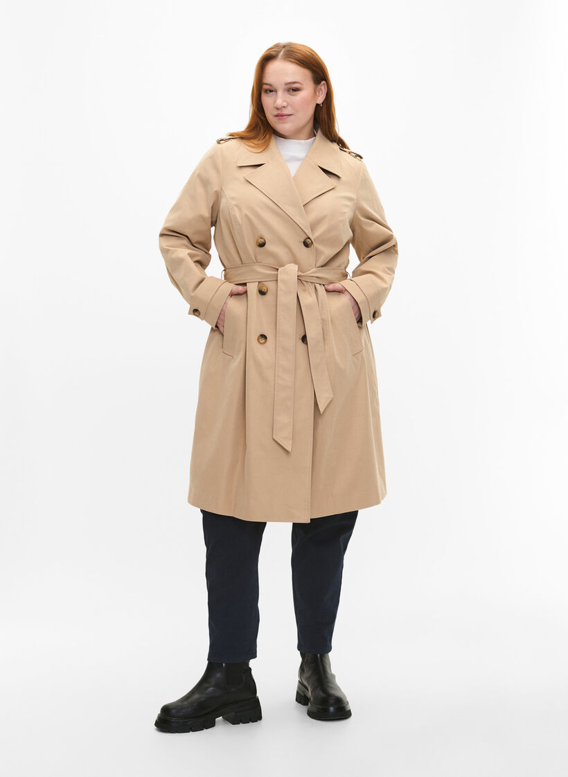 Trenchcoat med fickor och skärp, Nomad, Model image number 3