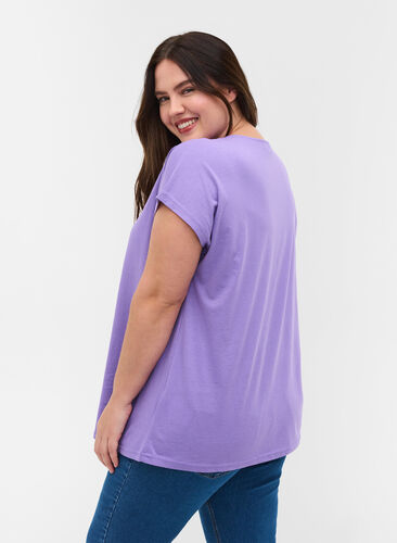 T-shirt i bomullsmix, Paisley Purple, Model image number 1