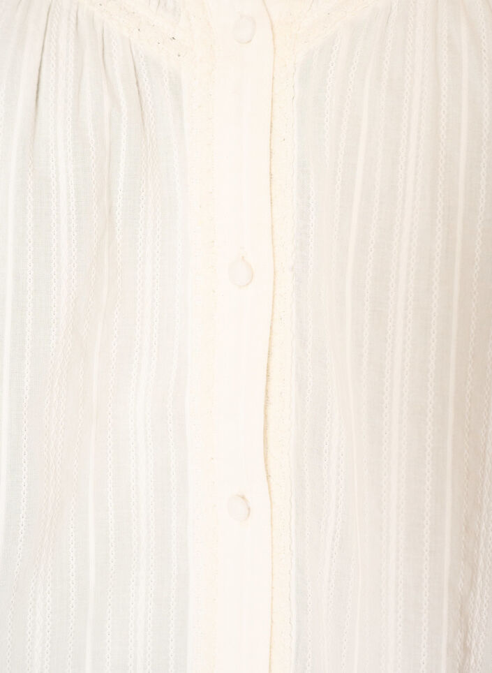 Blus i bomull med dekorativa band, Vanilla, Packshot image number 2