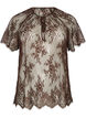 Kort&auml;rmad blus i spets med knytning, Brun, Packshot image number 0