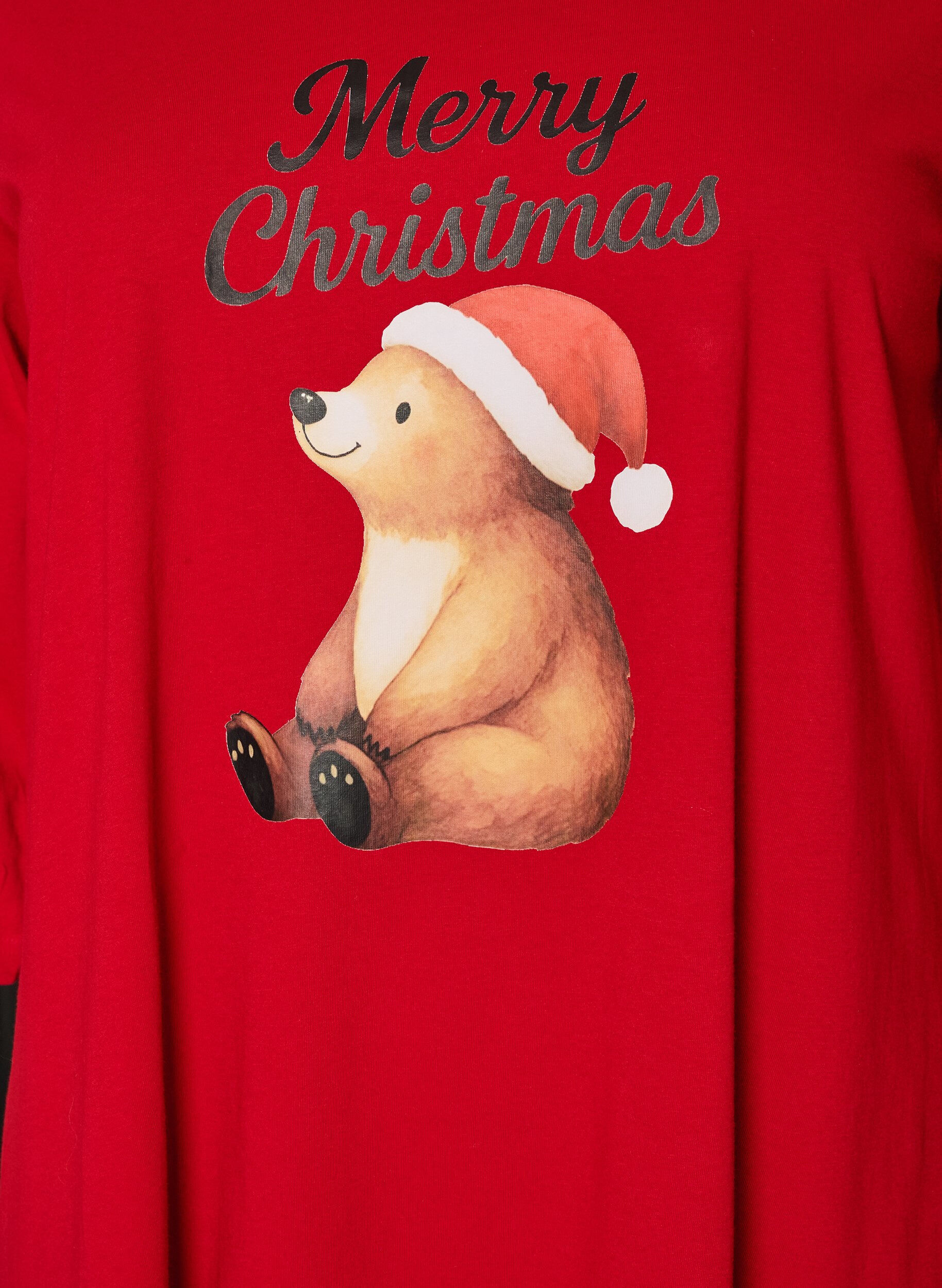 ZizziNattlinne i ekologisk bomull med julmotiv, R&ouml;d, Packshot image number 2