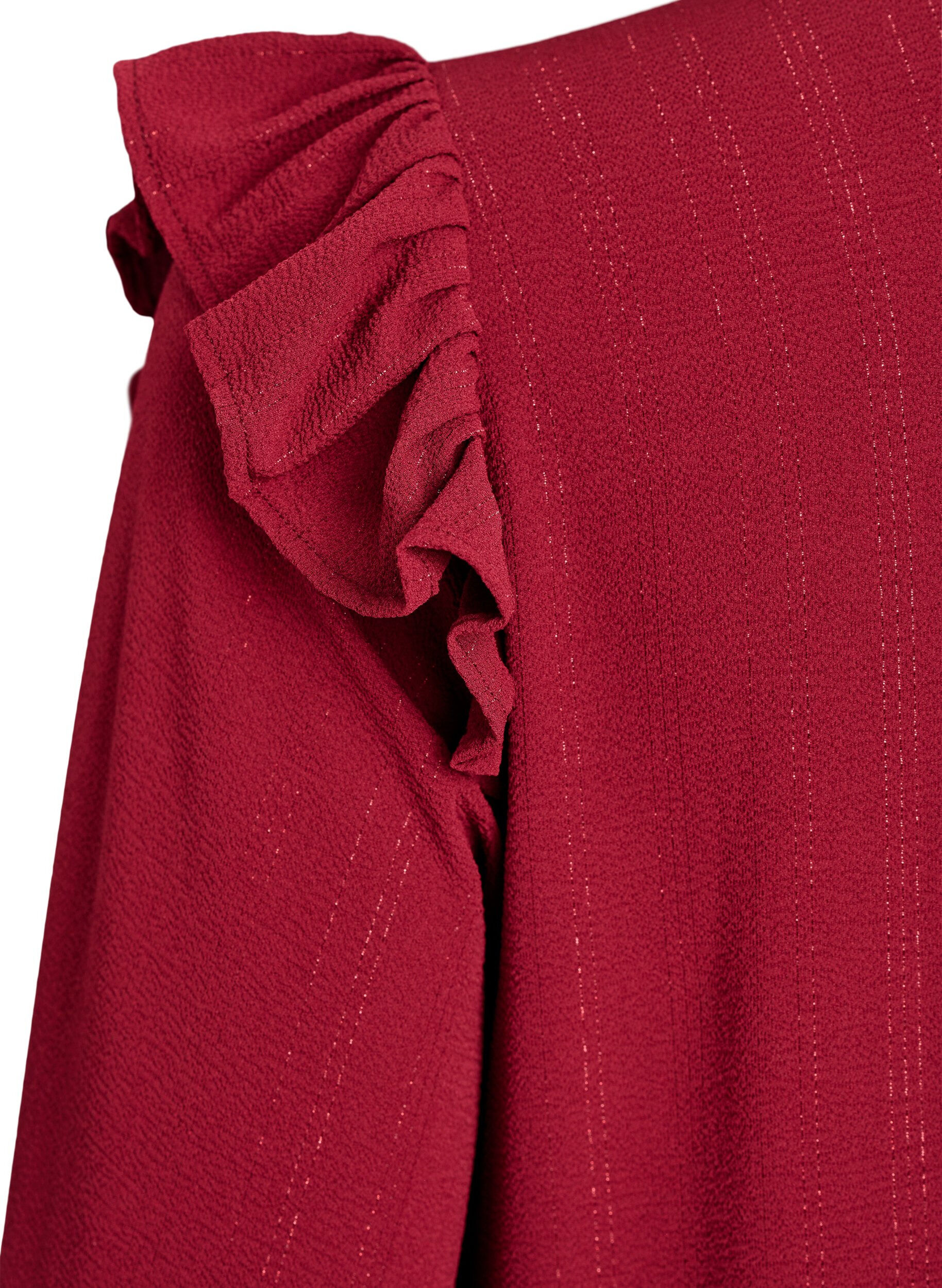 Zizzi Kort kl&auml;nning med volanger och glitter, M&ouml;rk Bordeaux, Packshot image number 3