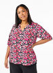 Blus med V-ringning och blomstertryck, Black Flower AOP, Model image number 0
