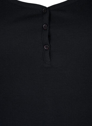 Ribbat linne med knappar, Black, Packshot image number 2