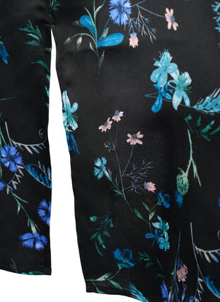 Långärmad midiklänning med blommönster, Blue Flower AOP, Packshot image number 3