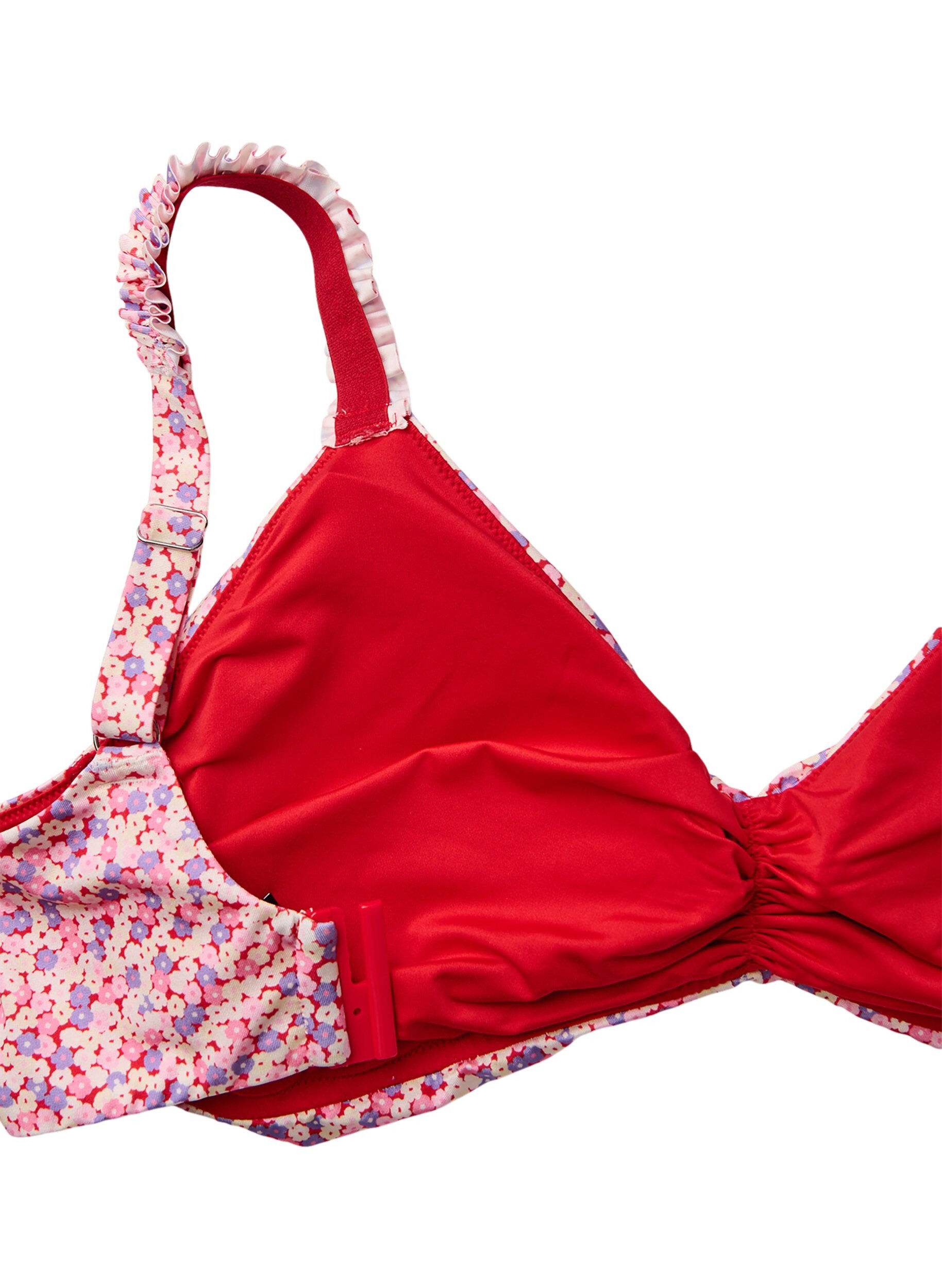 Zizzi Randig bikinitopp med urtagbara kuddar, Rosa, Packshot image number 3