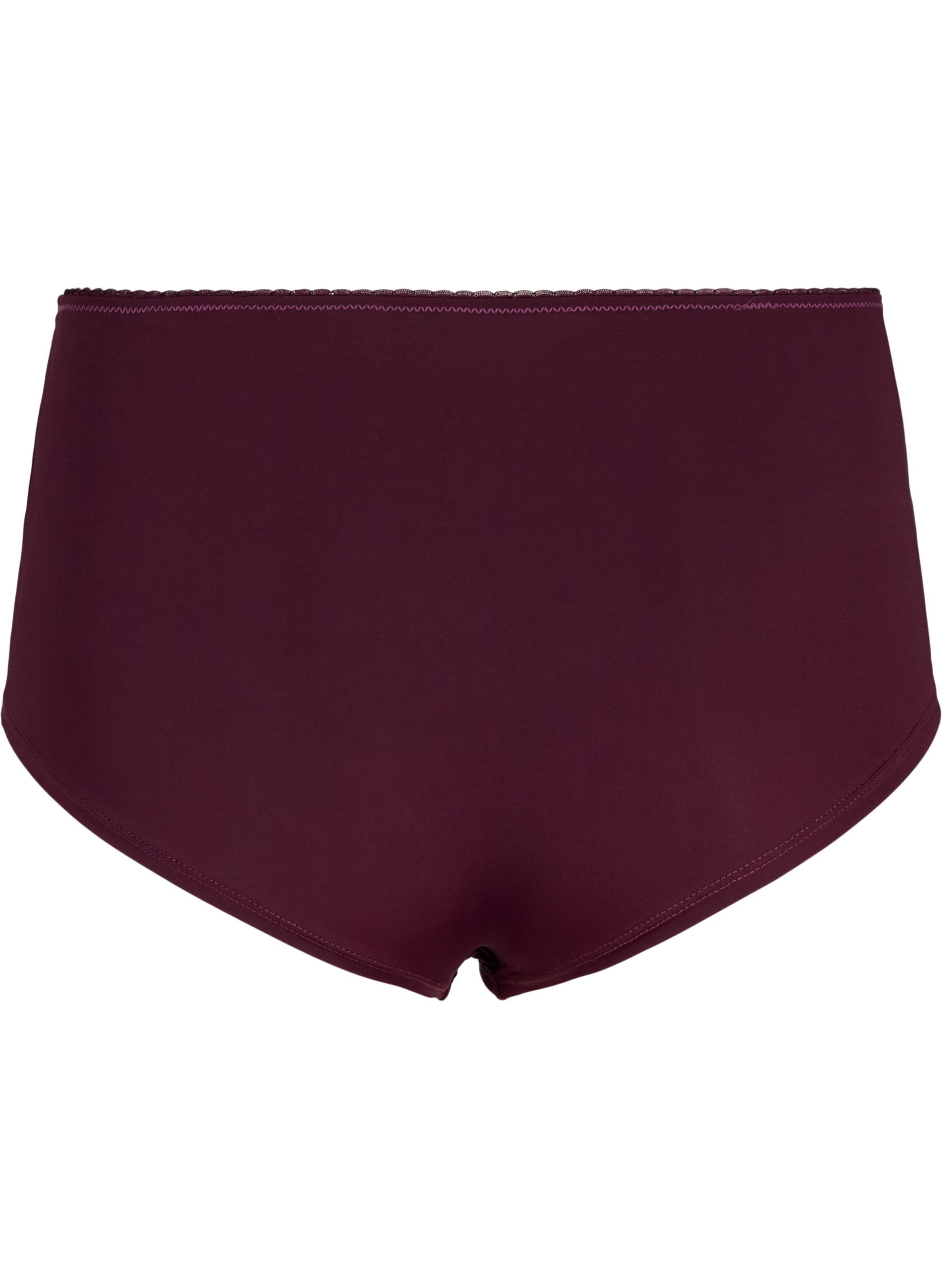 Zizzi Trosor i mikrofiber med blommig brodyr, M&ouml;rk Bordeaux, Packshot image number 1