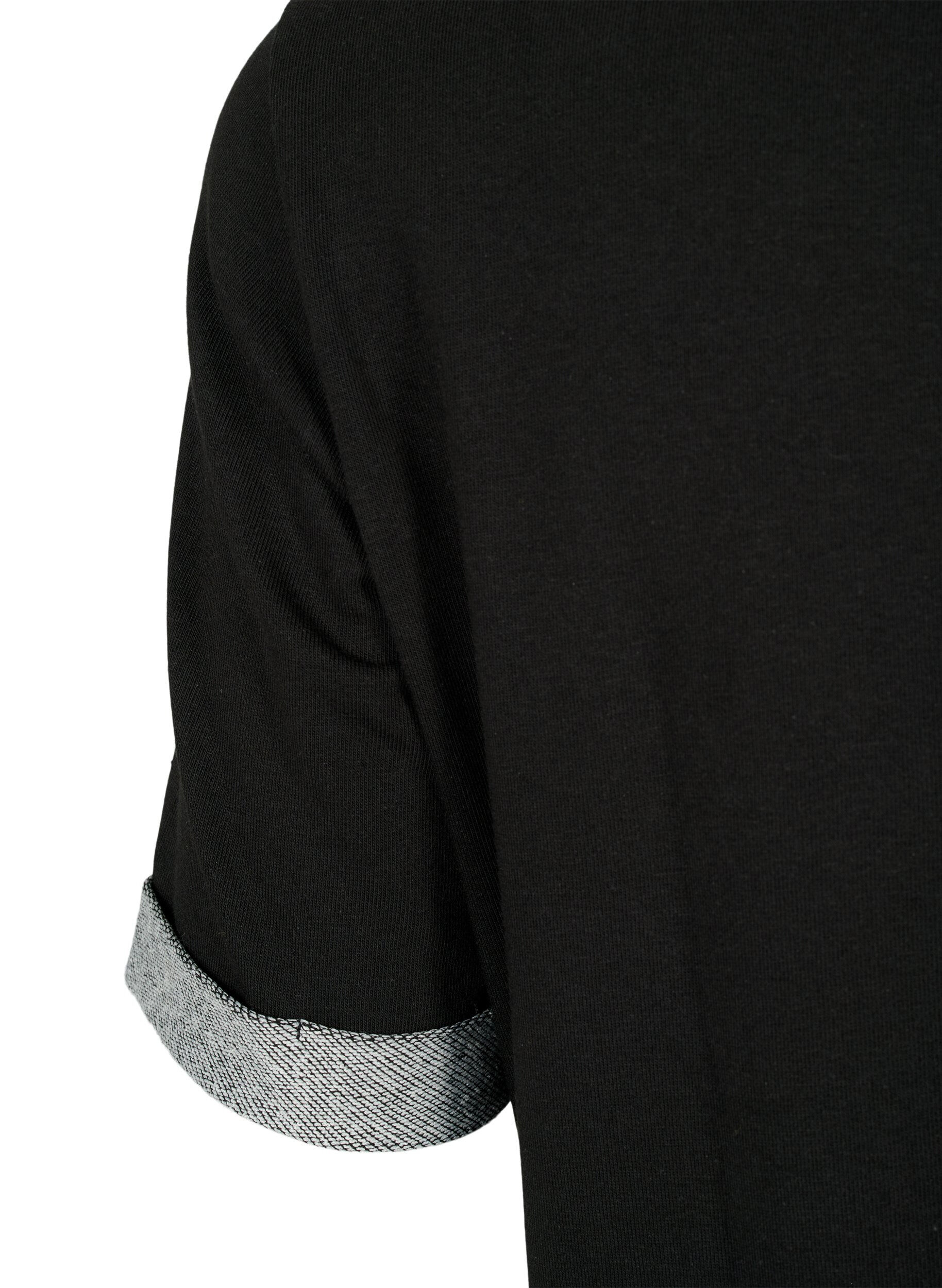 Zizzi Kort&auml;rmad sweatshirtkl&auml;nning med fickor, Black, Packshot image number 3