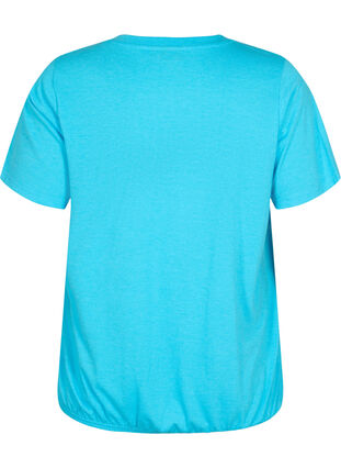 Melerad t-shirt med resårkant, Blue Atoll Mél, Packshot image number 1