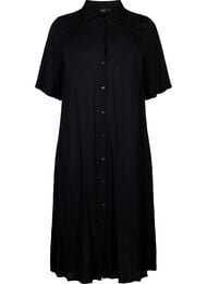 Skjortklänning i viskos med korta ärmar, Black