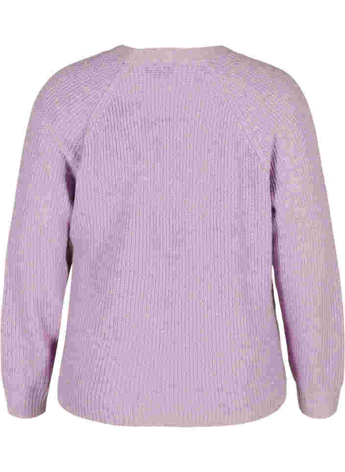 Stickad cardigan i omlott-modell, Purple Rose Mel, Packshot image number 1