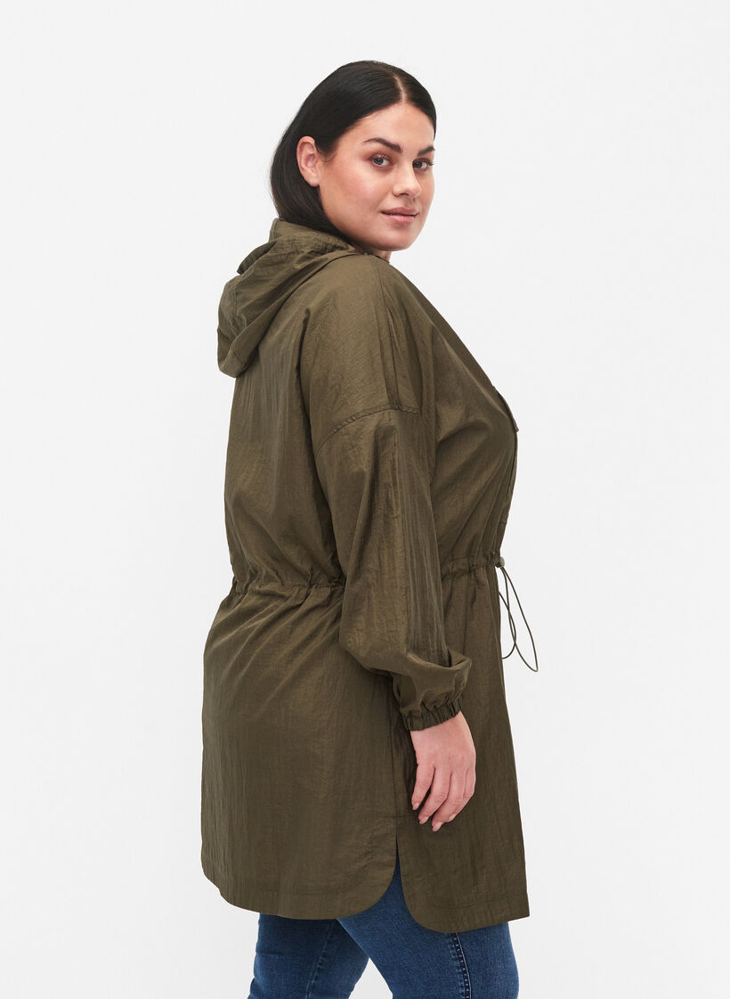 Lång anorak med huva och ficka, Grape Leaf, Model image number 1