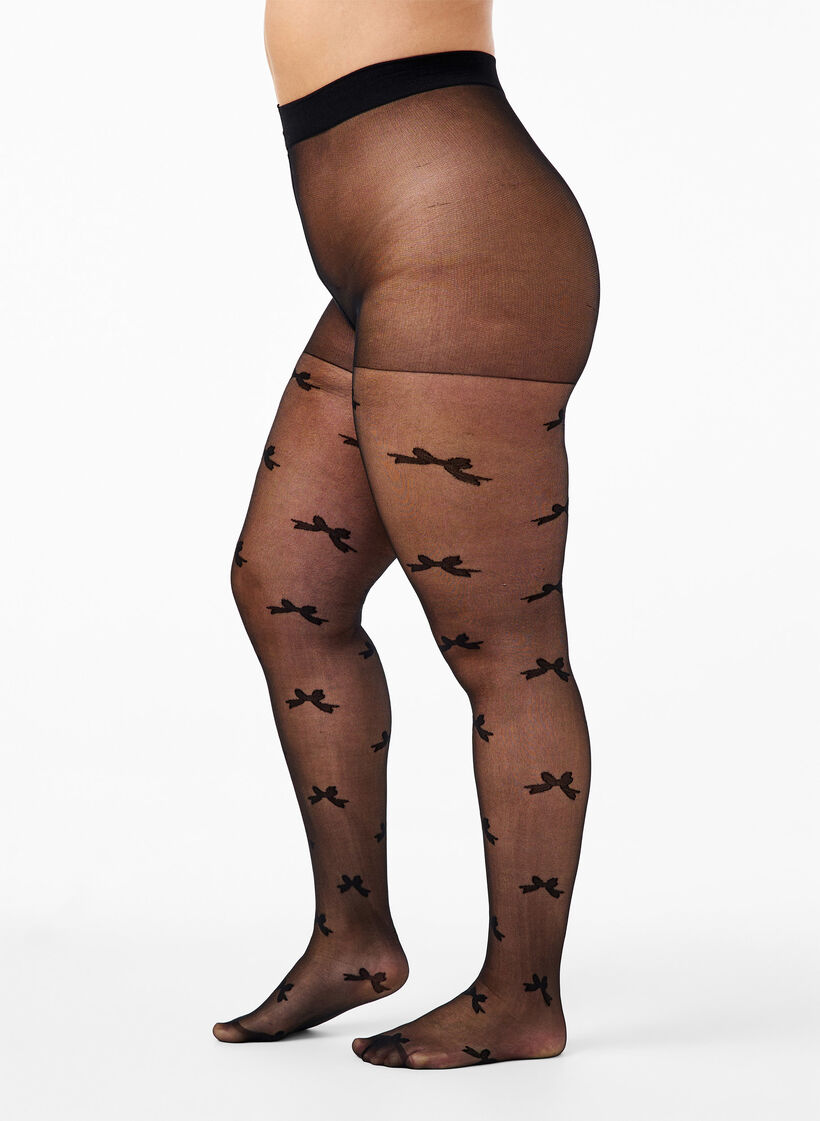  Tights i 30 denier med rosettmönster, Black, Model image number 0