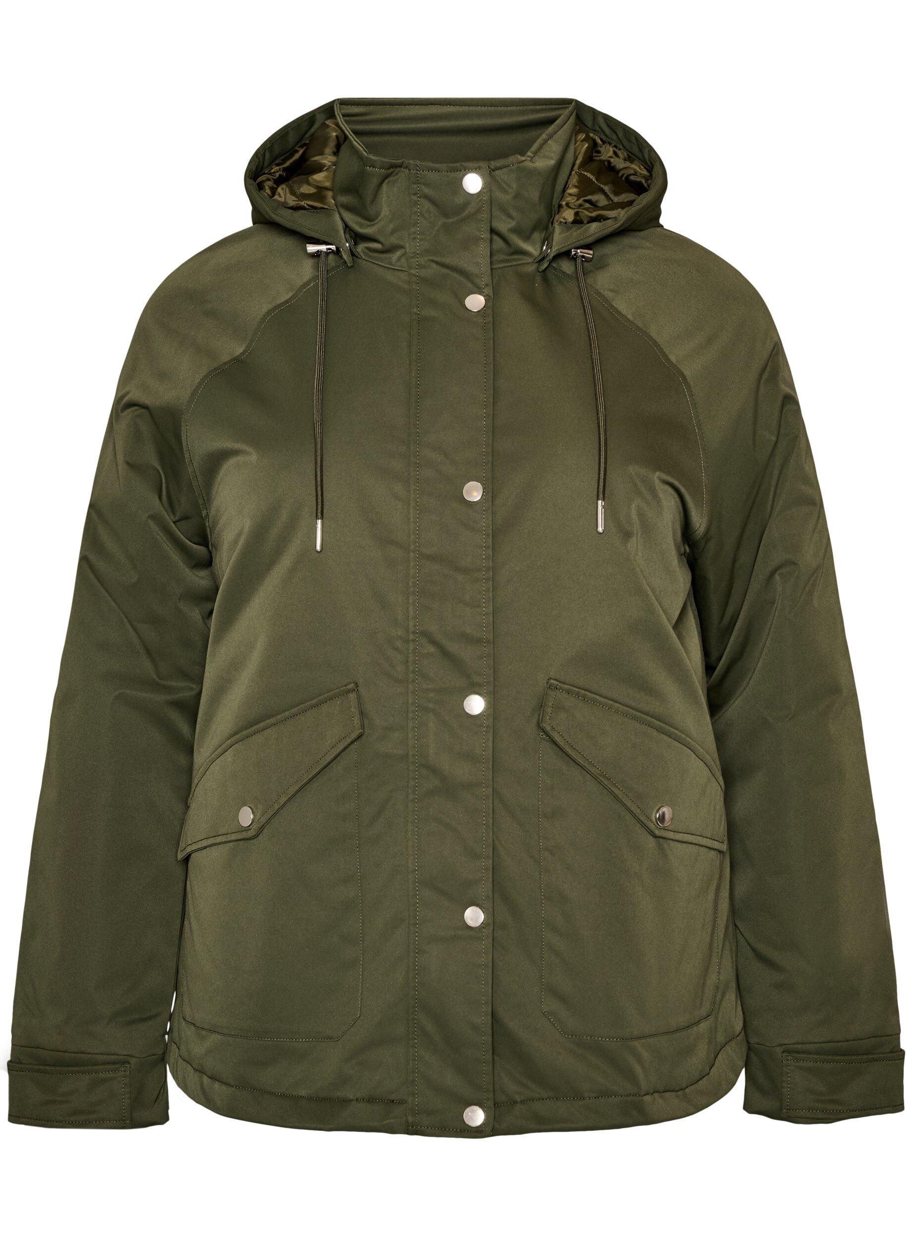 ZizziVadderad parkas med avtagbar huva, Gr&ouml;n, Packshot image number 0