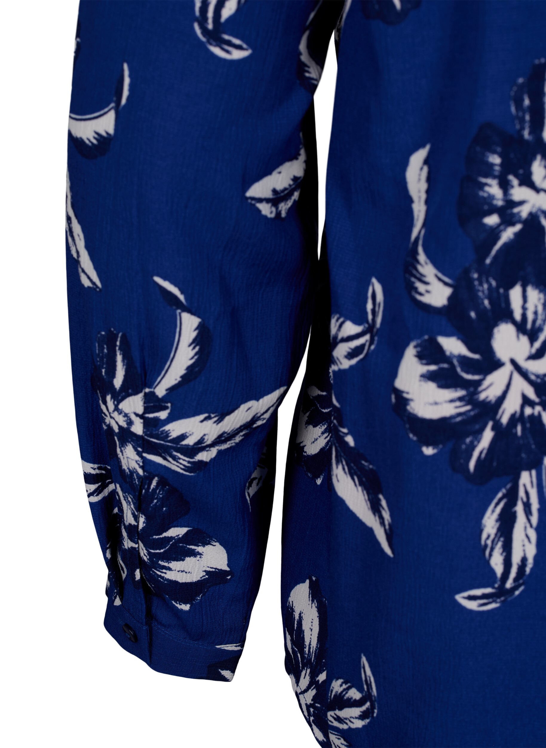 Zizzi FLASH - L&aring;ng&auml;rmad blus med tryck, Navy Blazer Flower, Packshot image number 3