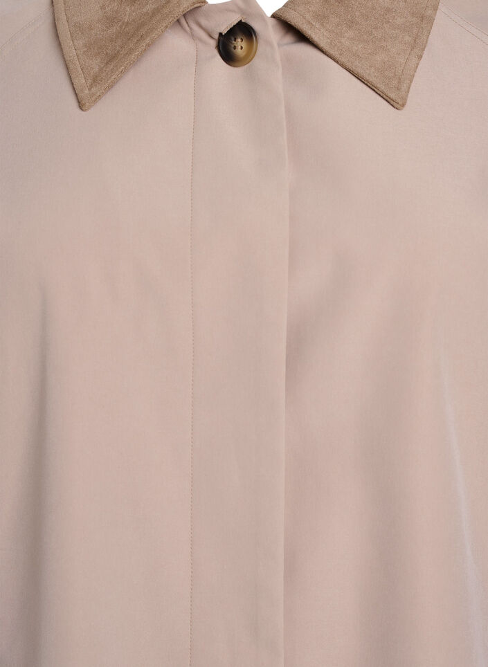 V&aring;rjacka med krage i mockaimitation och dold kn&auml;ppning, Beige, Packshot image number 2