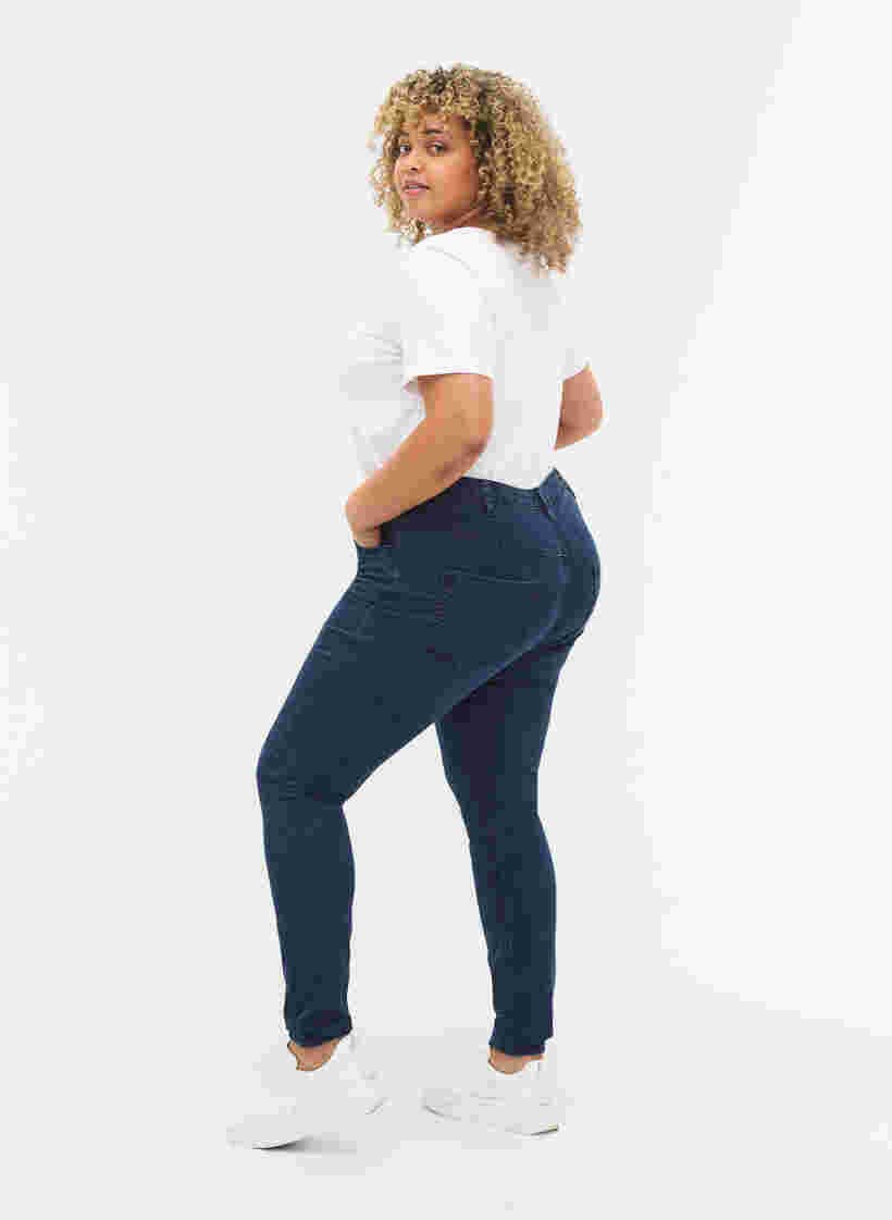 Super slim Amy jeans med hög midja, Dark blue, Model image number 2