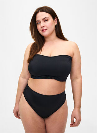 Enfärgad bikiniunderdel med normal midja, Black, Model image number 0