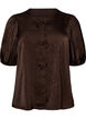 Blus i satin med rosetter och halvl&aring;nga &auml;rmar, Brun, Packshot image number 0