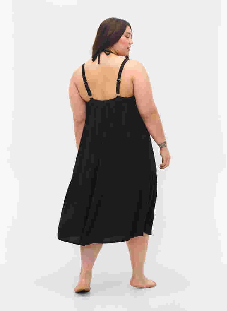 Lång strandklänning i viskos, Black, Model image number 1