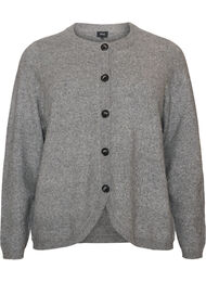 Cardigan med knappar och rundad framtill, Gr&aring;