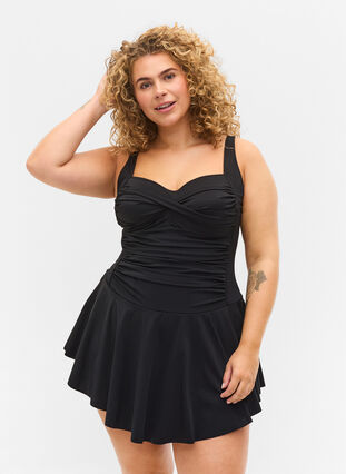Badklänning med kjol, Black, Model image number 0