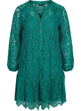 Spetsklänning med långa ärmar, Evergreen, Packshot image number 0