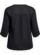 Blus i bomullsmuslin med broderie anglaise, Svart, Packshot image number 1
