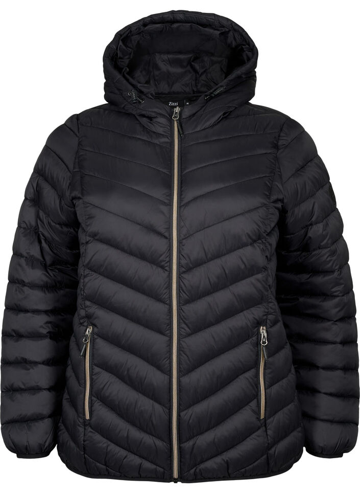 L&auml;ttviktsjacka med huva, Svart, Packshot image number 0