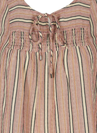 Randig blus med 3/4 ärmar och smock, Rose Smoke stripe, Packshot image number 2