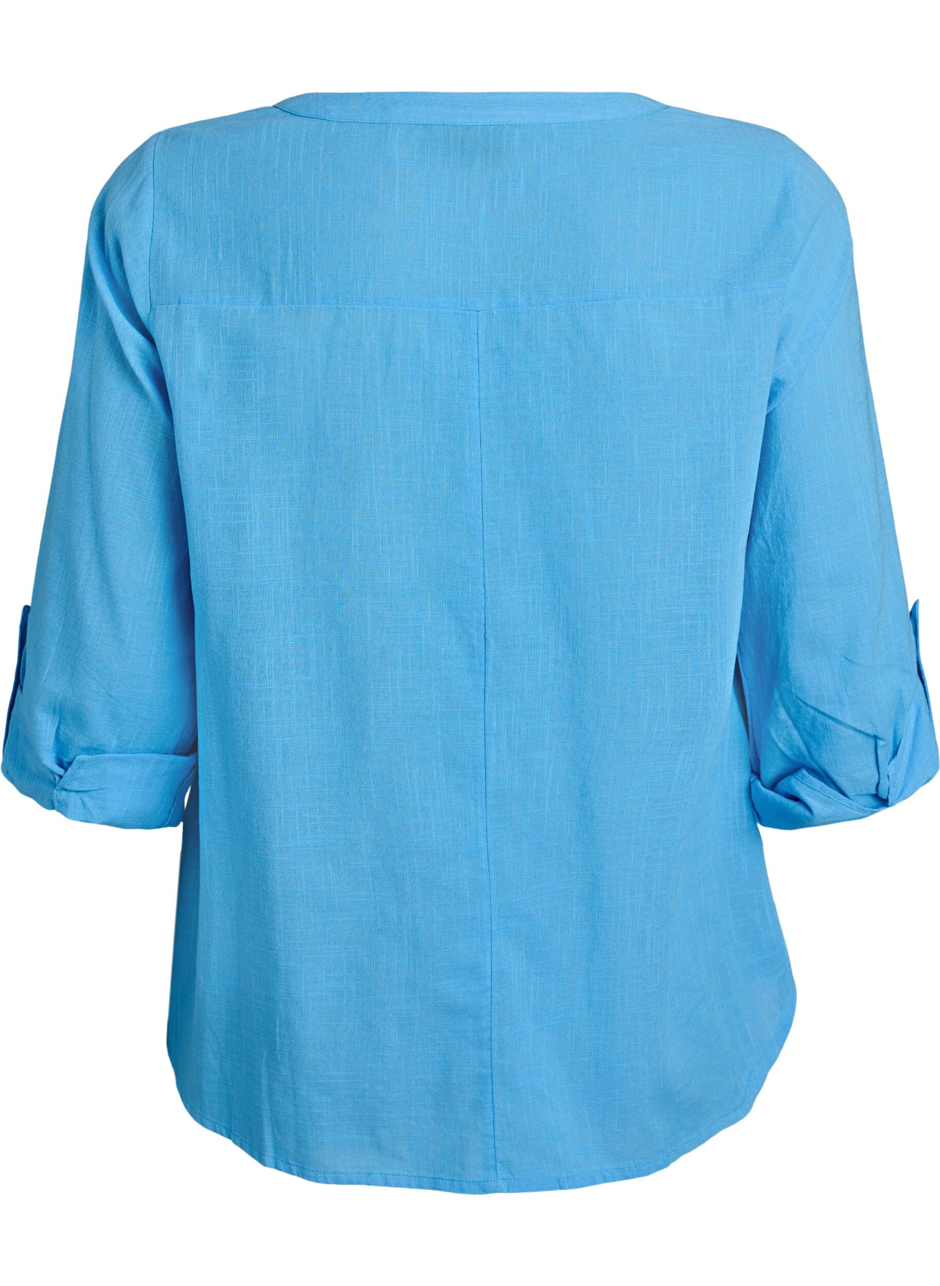 ZizziSkjortblus i bomull med v-ringning, Bl&aring;, Packshot image number 1