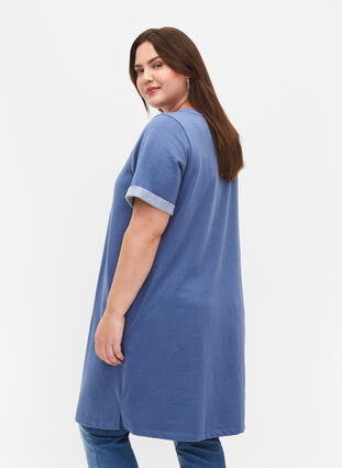 Kortärmad sweatshirtklänning med fickor, Moonlight Blue, Model image number 1