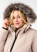 L&aring;ng vinterkappa med hyskkn&auml;ppning och krage i fuskp&auml;ls, Beige, Model image number 4