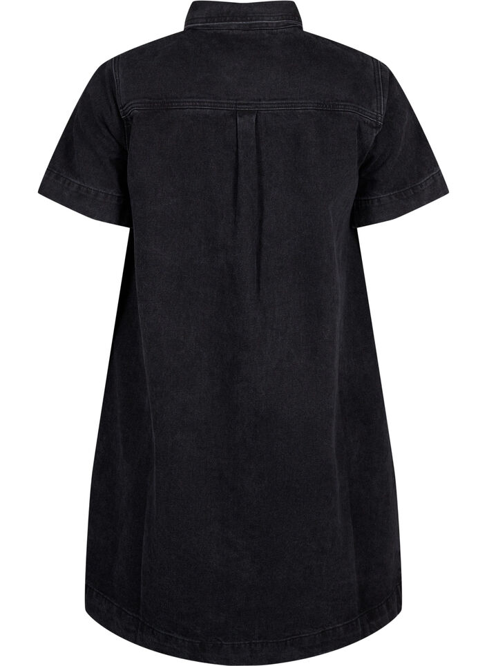 Lång jeansskjorta med korta ärmar, Grey Washed, Packshot image number 1