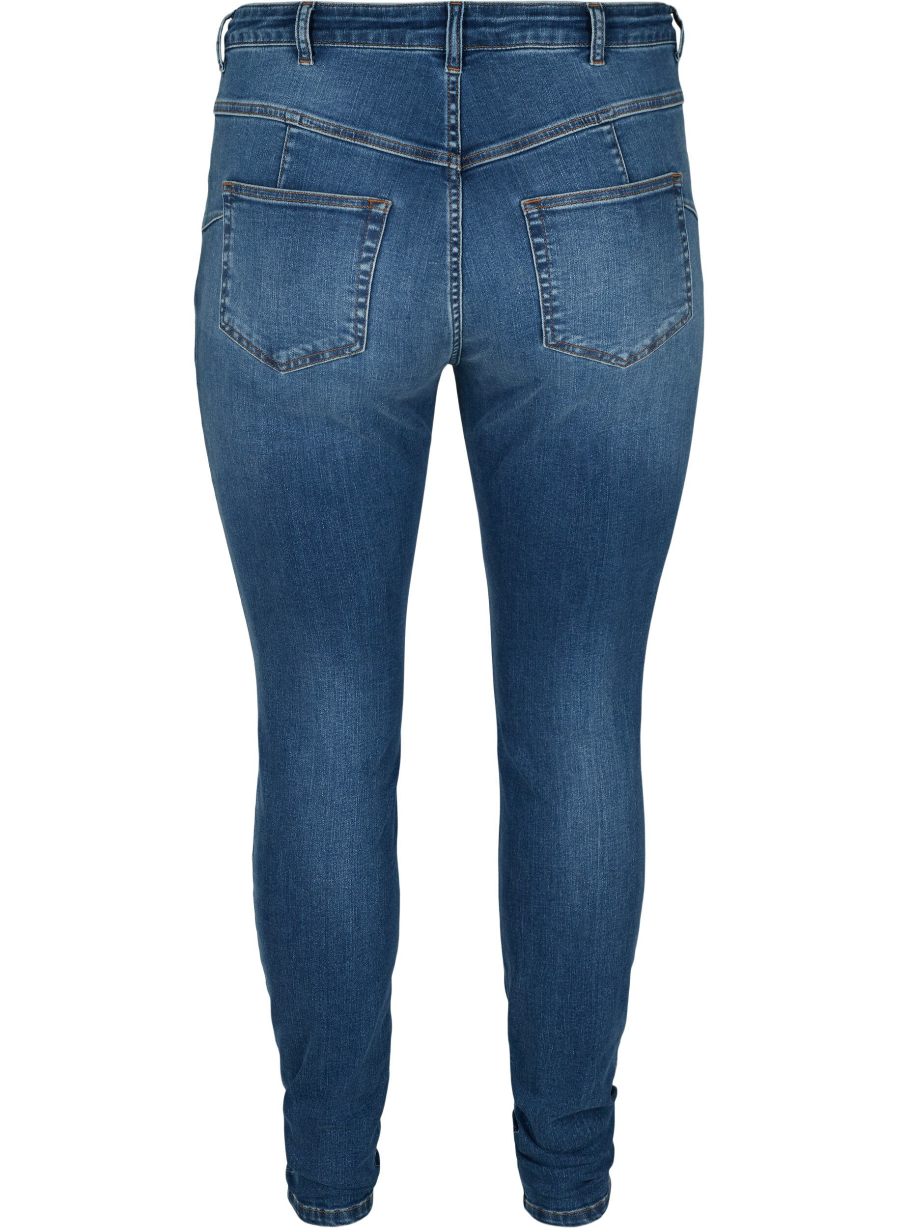 Zizzi Amy jeans med h&ouml;g midja och push up-effekt, Blue denim, Packshot image number 1