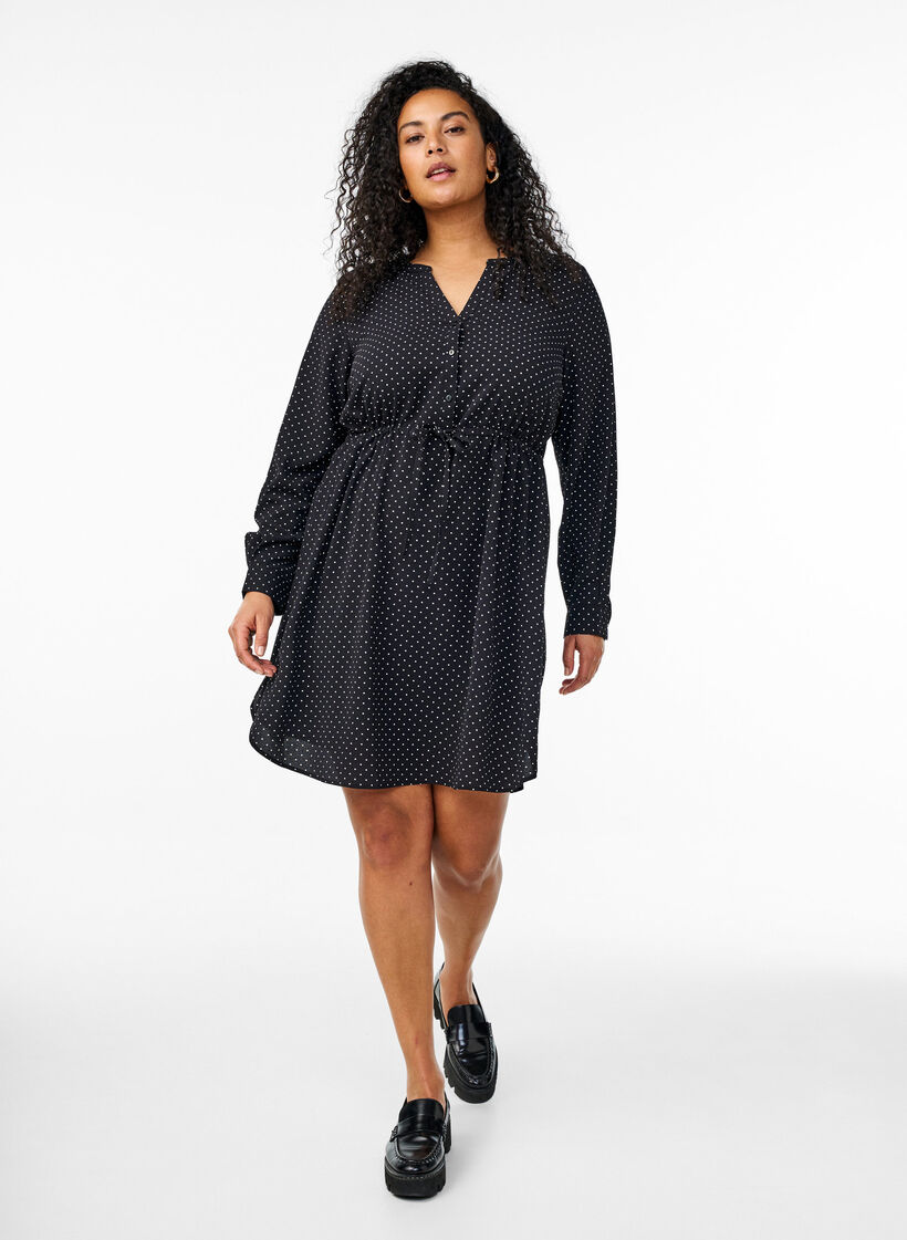 Knälång klänning med knytskärp, Svart, Model image number 1