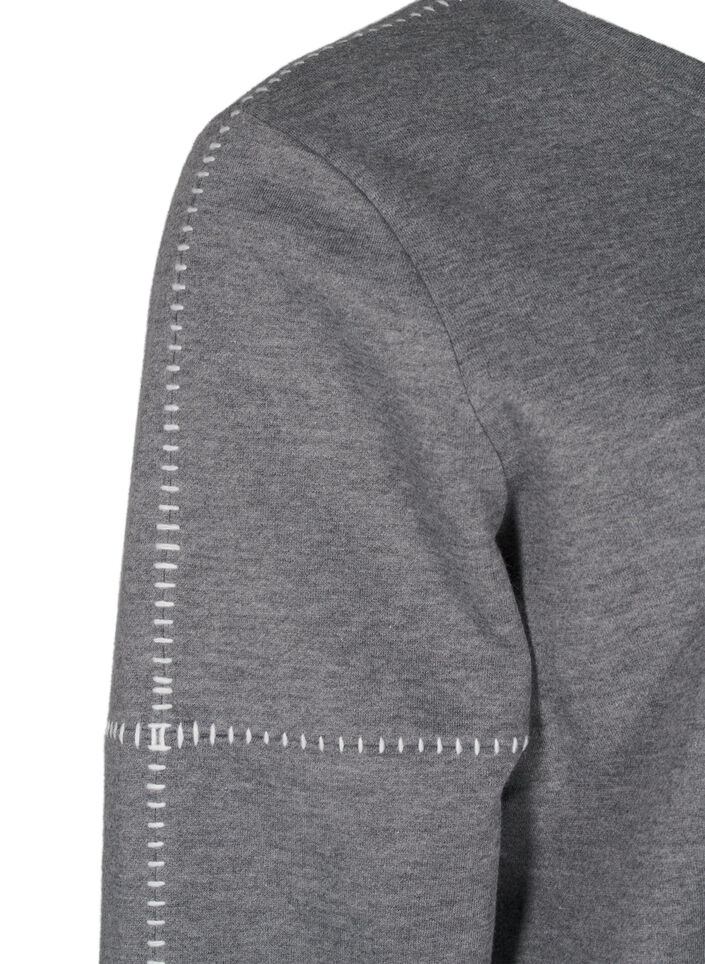 Sweatshirt med kontrastsömmar, Medium Grey Mél, Packshot image number 3