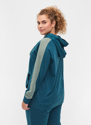 Sweatshirt med dragkedja och huva, Deep Teal, Model image number 1