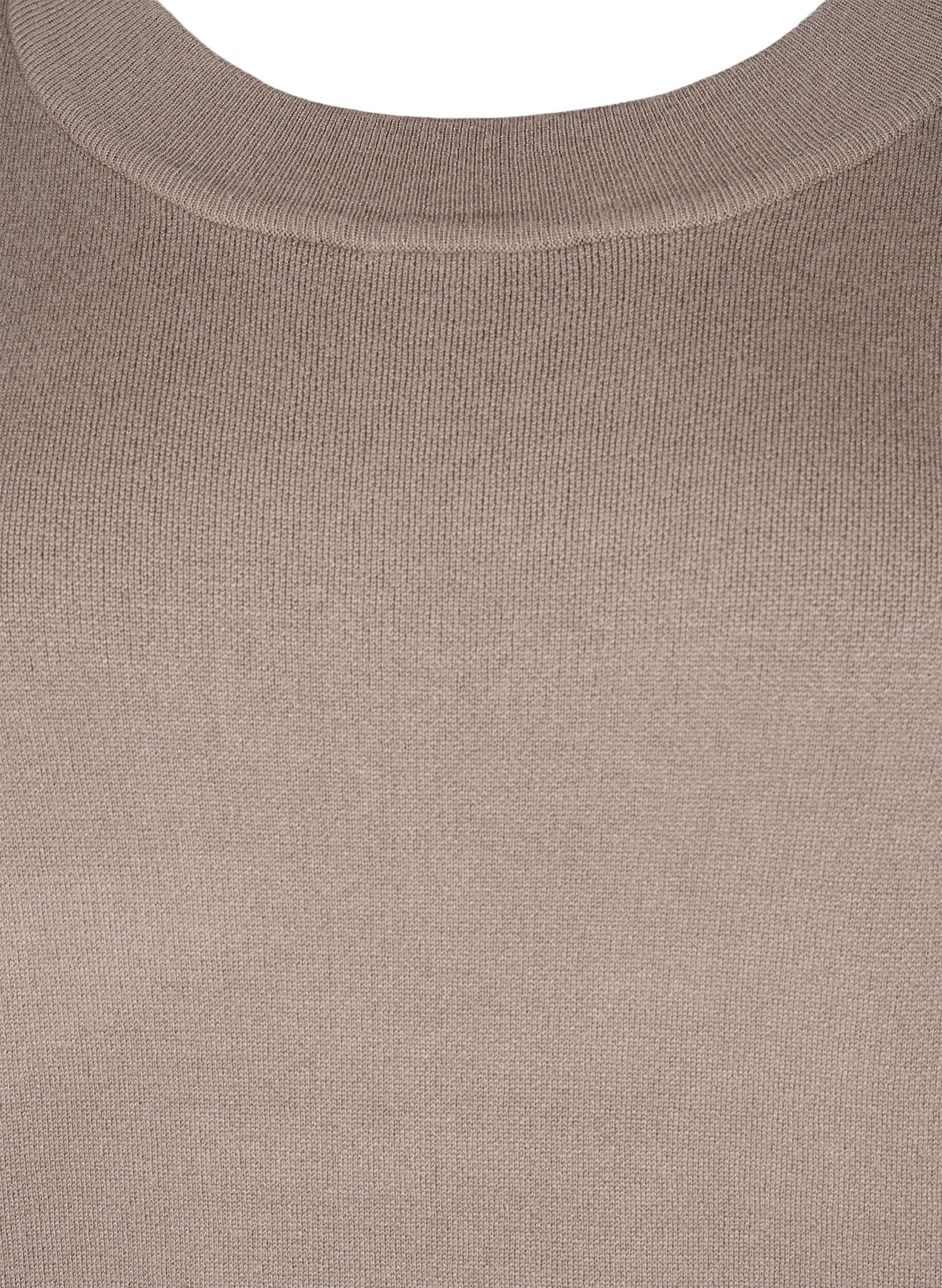 Zizzi Stickad kl&auml;nning med broderade detaljer, Desert Taupe Comb, Packshot image number 2